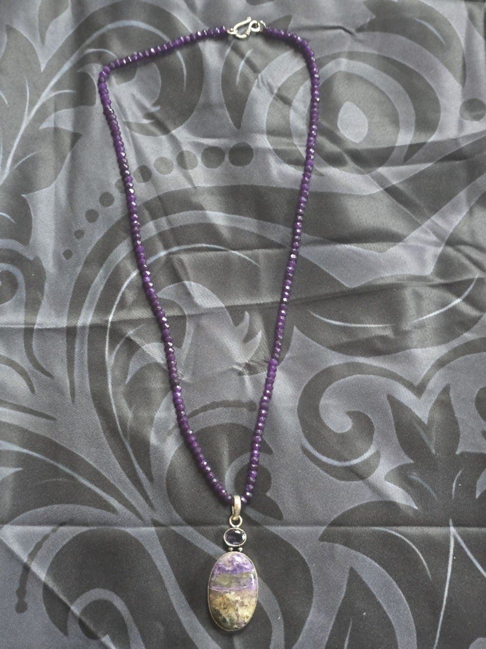 Purple Faceted Amythyst Bead And Chariote Pendant Necklace - Women Jewelry